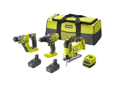 Ryobi R18DDJSSDS-220S - 18V sada RCD1802 + R18JS + R18SDS + 2x baterie 2 Ah + taška