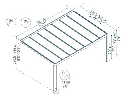 Palram - Canopia Stockholm 3,4 x 5,2 antracit - luxusní hliníková (montovaná) pergola