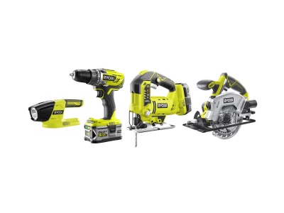 Ryobi R18CK4A-252S - aku 18 V set (R18DD3 + RWSL1801 + R18JS + R18T + 1 x 5,0 Ah + 1 x 2 Ah baterie + nabíječka)