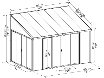 Palram - Canopia Torino 3 x 4,25 antracit - zimní zahrada