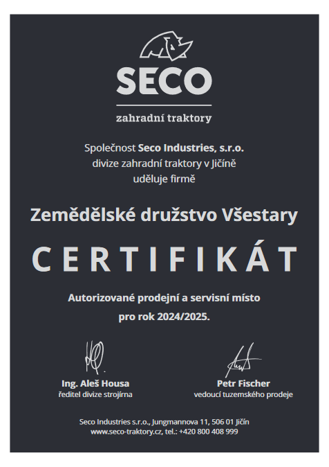 Seco - certifikát